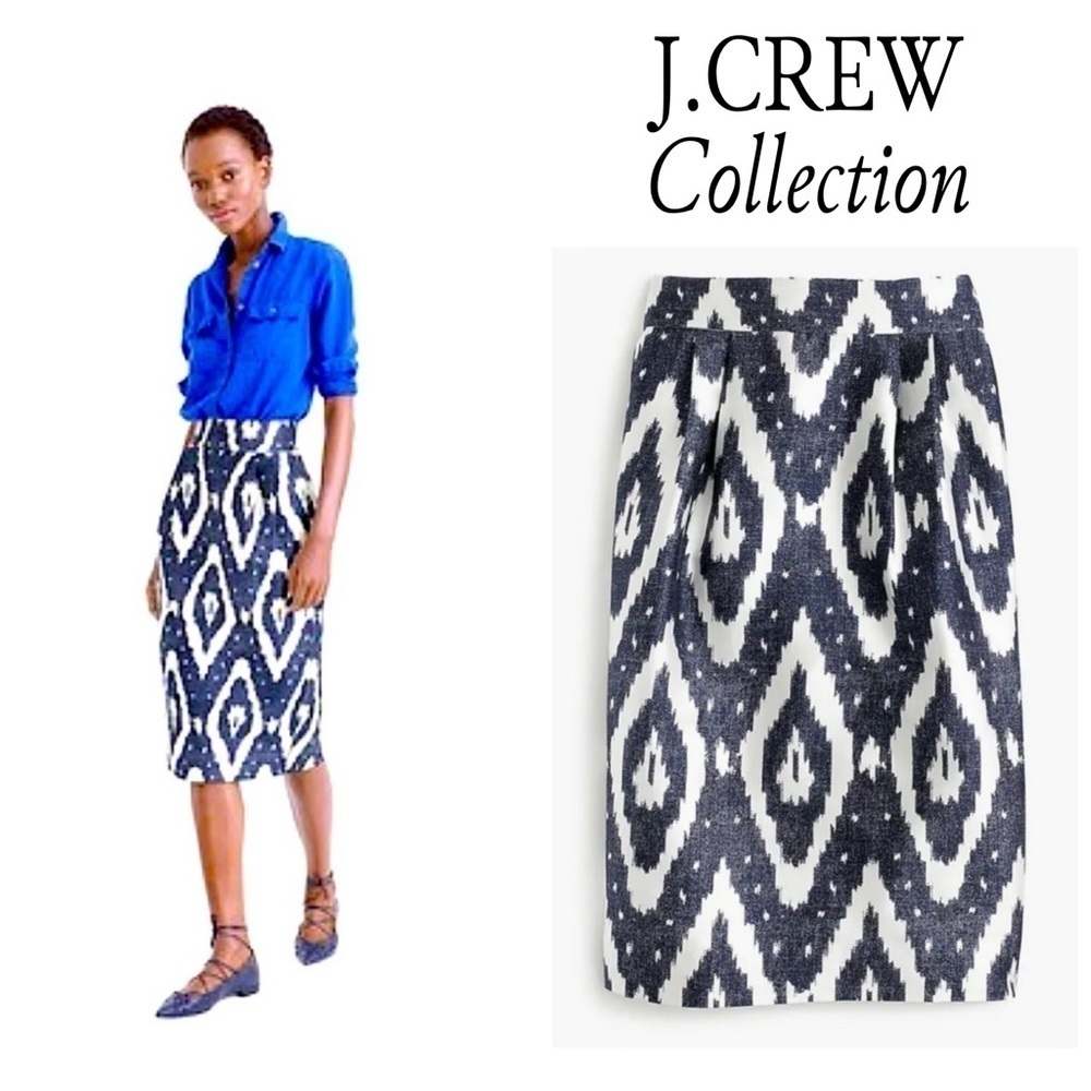 J. CREW Collection Midi Pencil Skirt in Ikat, Size 00